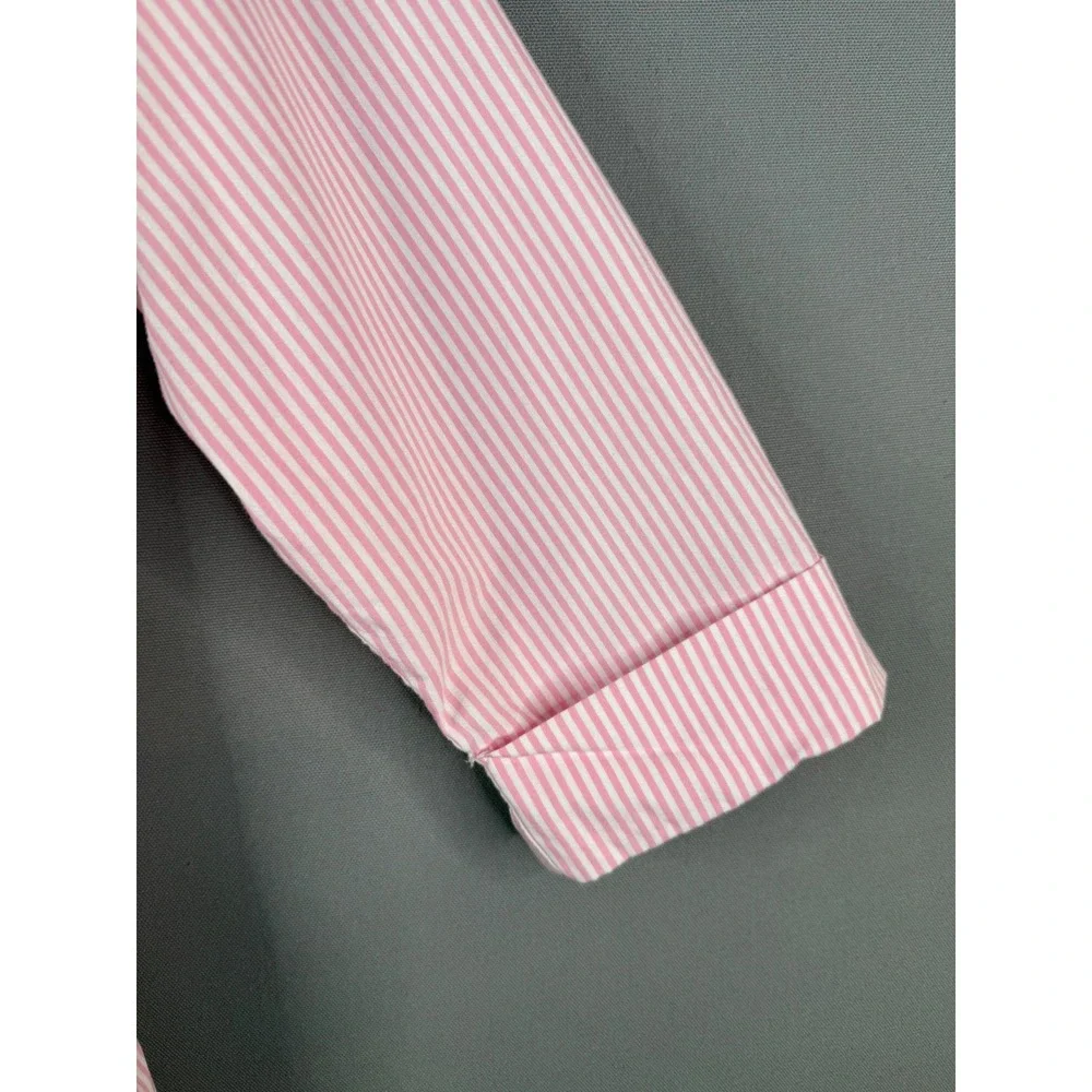 Lauren Ralph Lauren Sleep Shirt Womens L Pink Striped Cotton Poplin Nightshirt